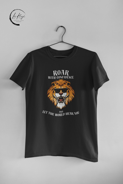 Roar with Confidence T-Shirt,Confidence Tee,Lion graphic shirt,High-quality cotton,Comfortable fit,Gift for her him,Women's,Men's