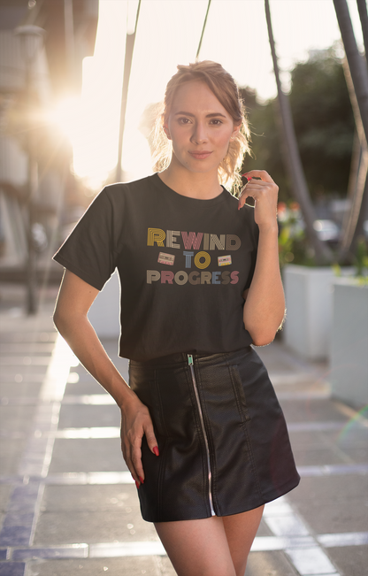 Rewind to Progress T-Shirt,Vintage tee,Nostalgia shirt,Music,Wisdom,Concert,High-quality,Comfortable,Gift for her him,Women's,Men's