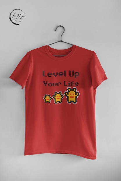 Level Up Your Life T-Shirt,Pixelated design tee,Technology,Gaming shirt,Unique design,Comfortable,Convention,Gift for her him,Women's,Men's