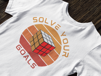 Solve Your Goals T-Shirt,90's nostalgia tee,Modern motivation,High-quality materials,Playful 90's aesthetic,Gift for her him,Women's,Men's