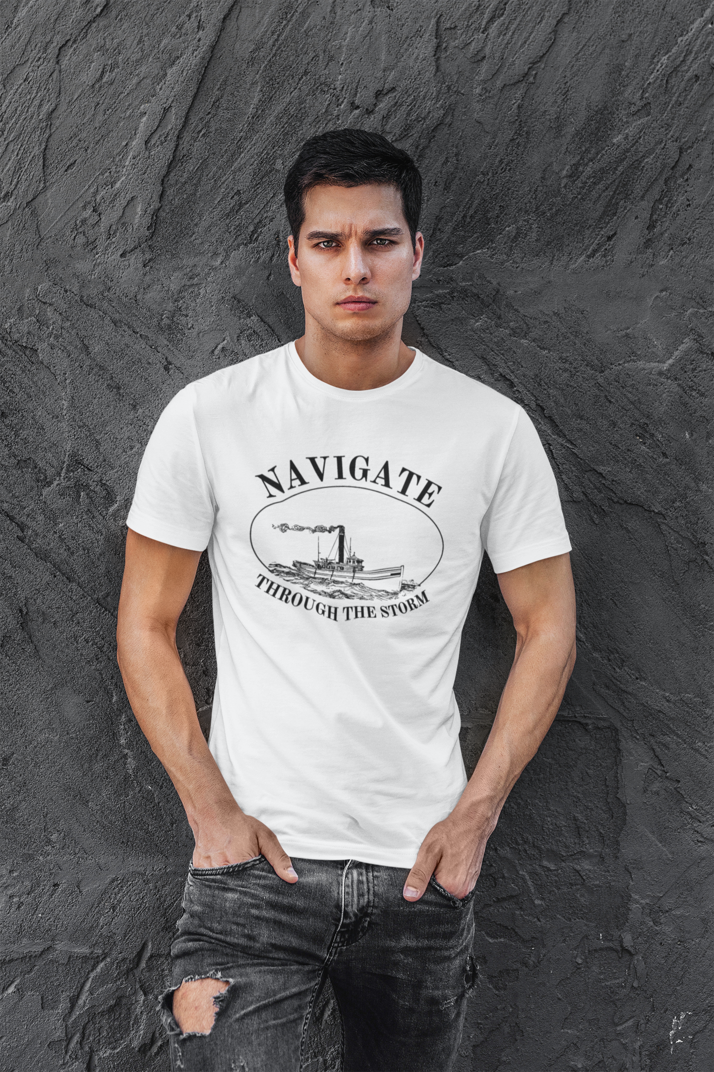 Navigate Through the Storm T-Shirt,Ship tee,Gym wear,Graphic design,Comfortable,Statement piece,High-quality,Gift for her him,Women's,Men's