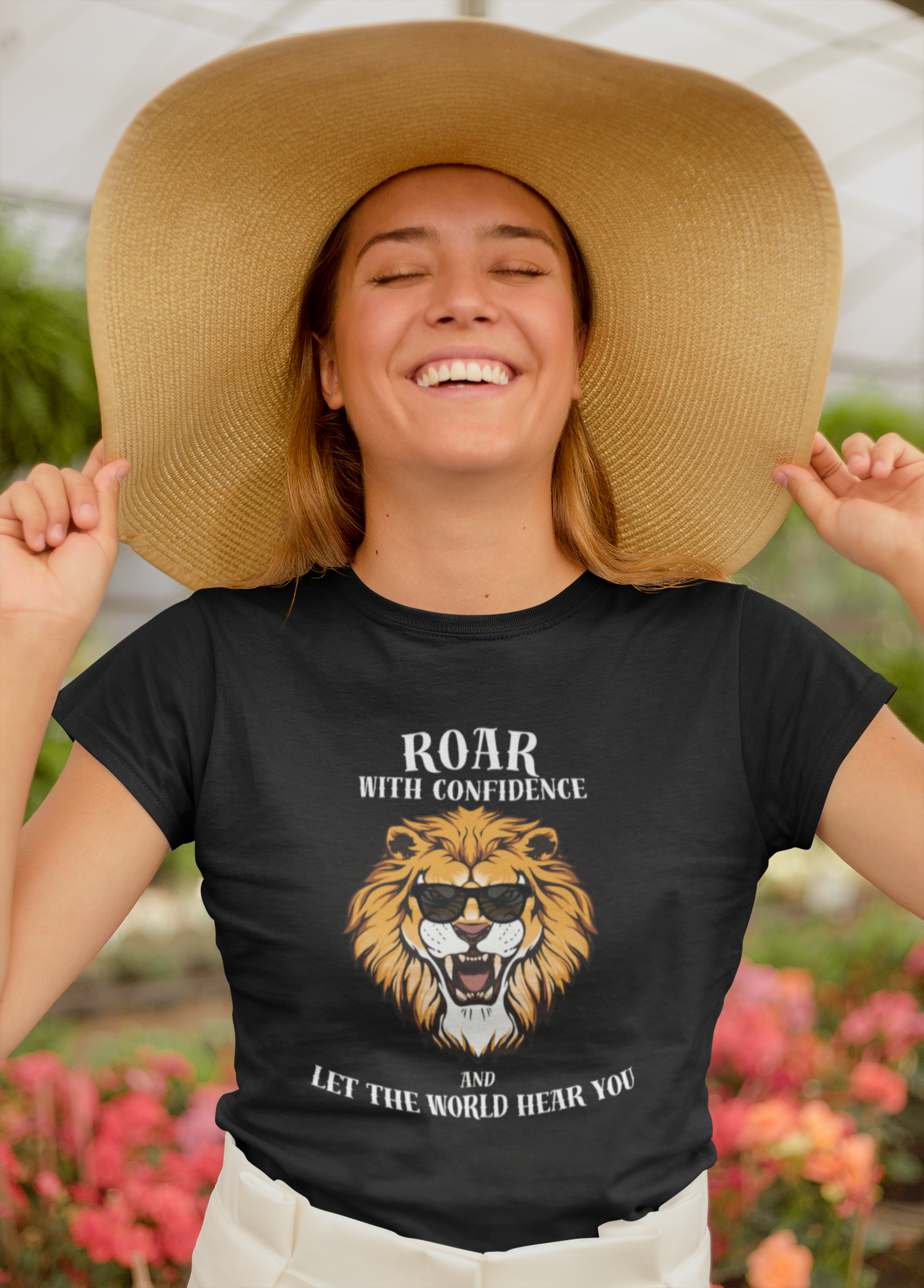 Roar with Confidence T-Shirt,Confidence Tee,Lion graphic shirt,High-quality cotton,Comfortable fit,Gift for her him,Women's,Men's