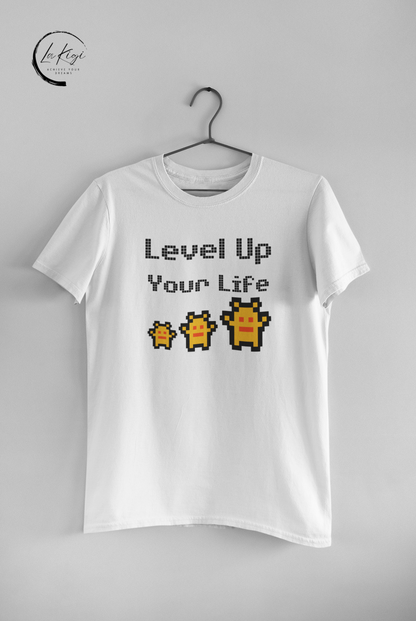 Level Up Your Life T-Shirt,Pixelated design tee,Technology,Gaming shirt,Unique design,Comfortable,Convention,Gift for her him,Women's,Men's