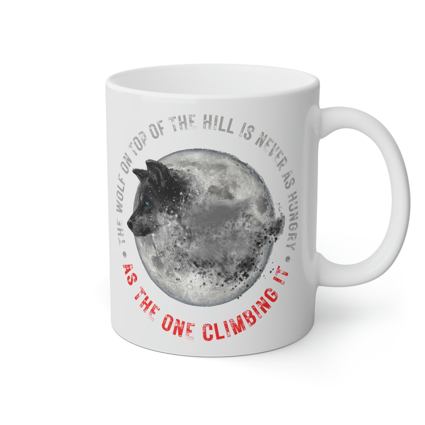 Wolf On The Hill White Mug, 11oz